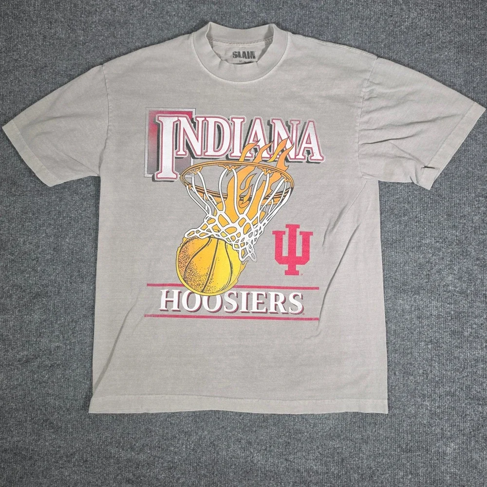 Slam Indiana Hoosiers Basketball Graphic T-Shirt Mens Medium Gray IU NCAA